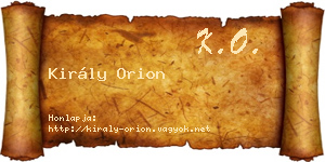 Király Orion névjegykártya