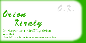 orion kiraly business card